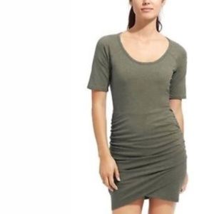 Athleta Seeker Ruched Tee Dress Heathered Green M